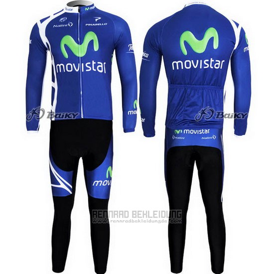 2011 Fahrradbekleidung Movistar Blau Trikot Langarm und Tragerhose